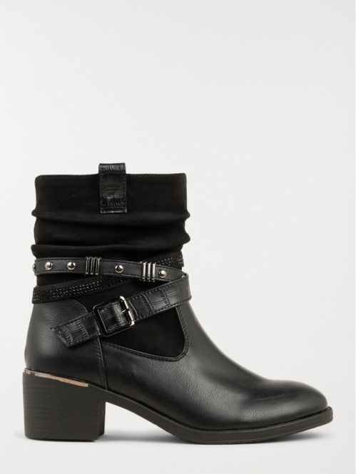 Bottines plissées à talon femme (36-41)