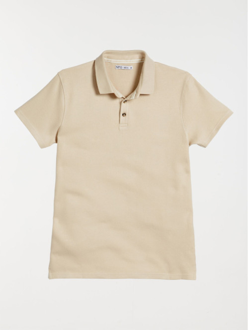 Polo beige grisé homme 100%...