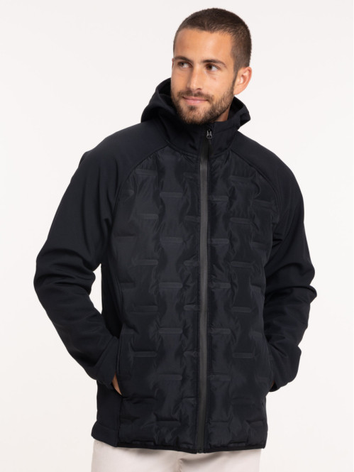 Blouson bi-matière noir homme