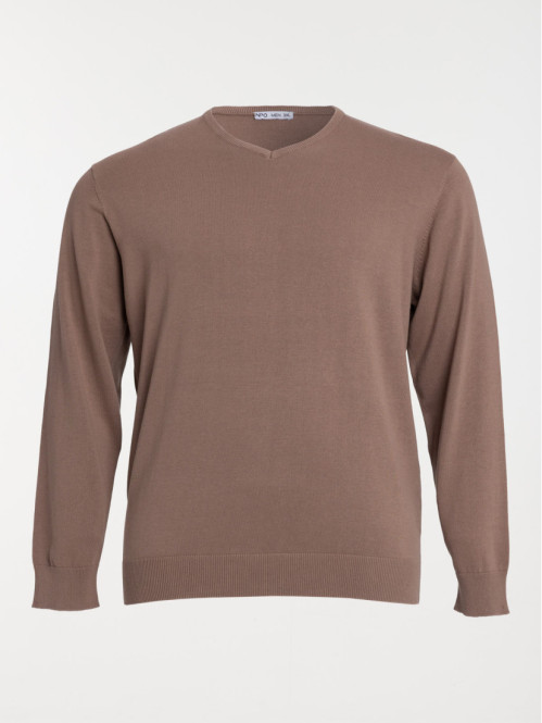 Pull mocca latte grande taille homme