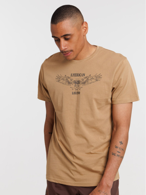 T-shirt USA coloris fauve homme