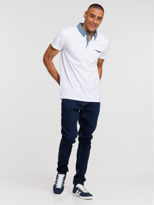 Polo 100% coton blanc homme