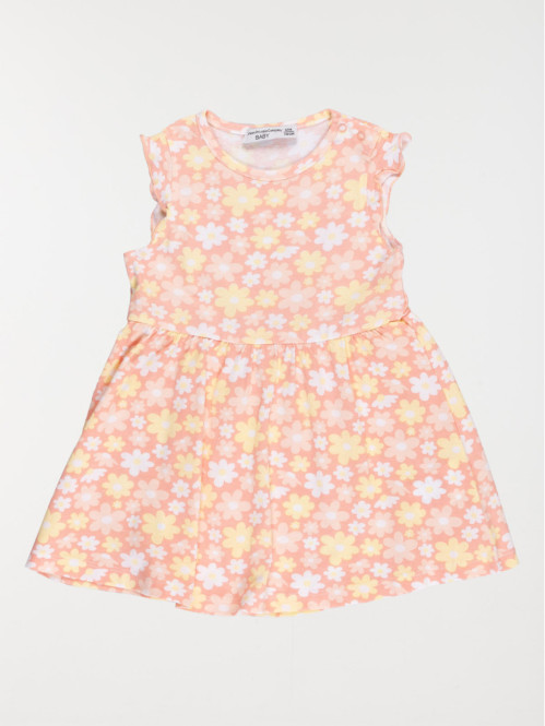 Robe nectarine motif fleur fille (3-36M)