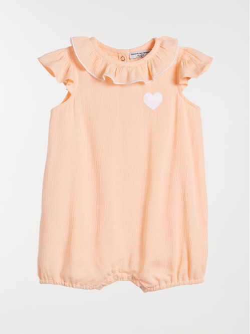 Barboteuse broderie coeur fille (3-24M)