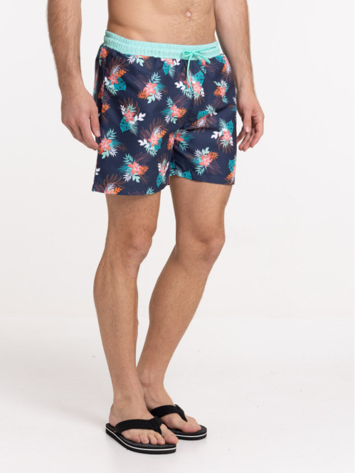 Short de bain motif feuillage homme