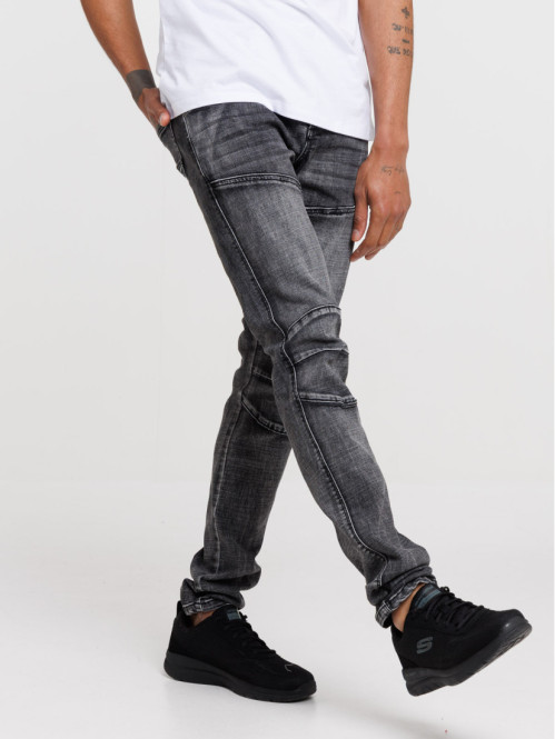 Jean biker gris foncé homme