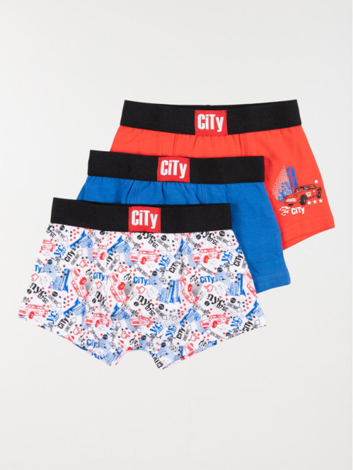 Lot de 3 boxers motif city garçon