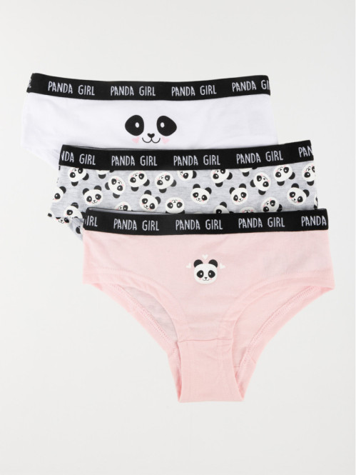 Lot de 3 slips panda fille