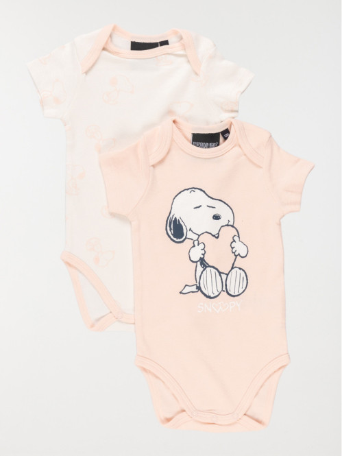 Lot de 2 bodies Snoopy fille (3-24M)