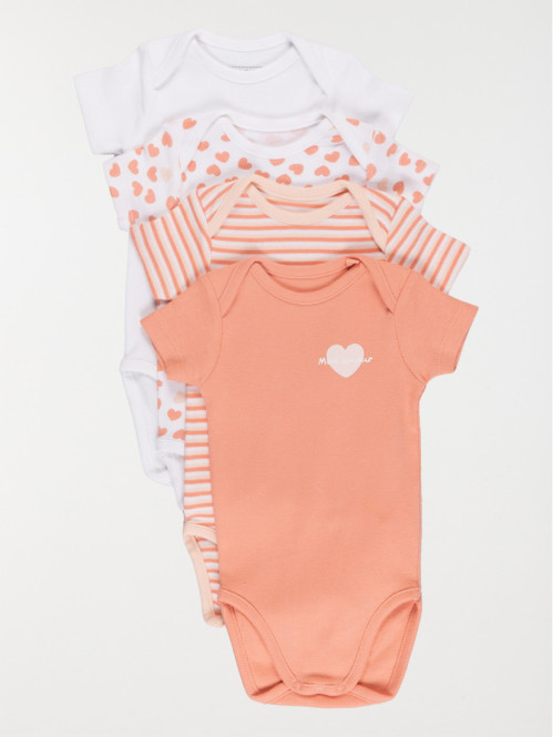 Lot de 4 bodies coeurs fille (3-24M)