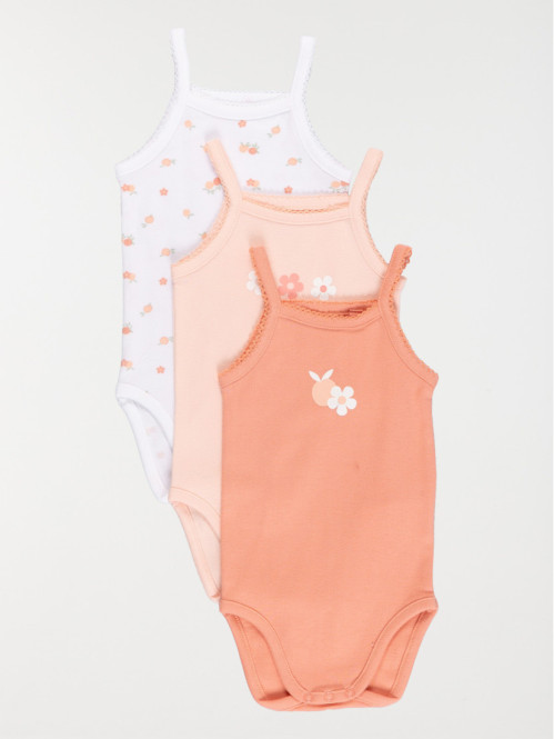 Lot 3 bodies fille rose brique (3-24M)