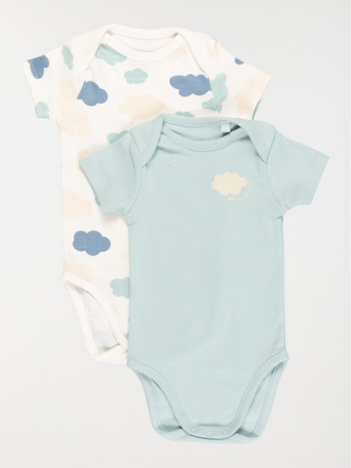 Lot 2 bodies motif nuage garçon (3-24M)