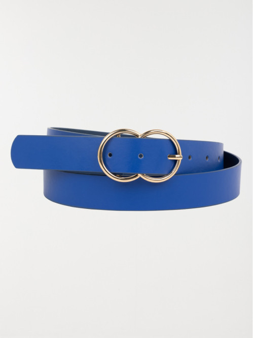 Ceinture cobalt double boucle femme