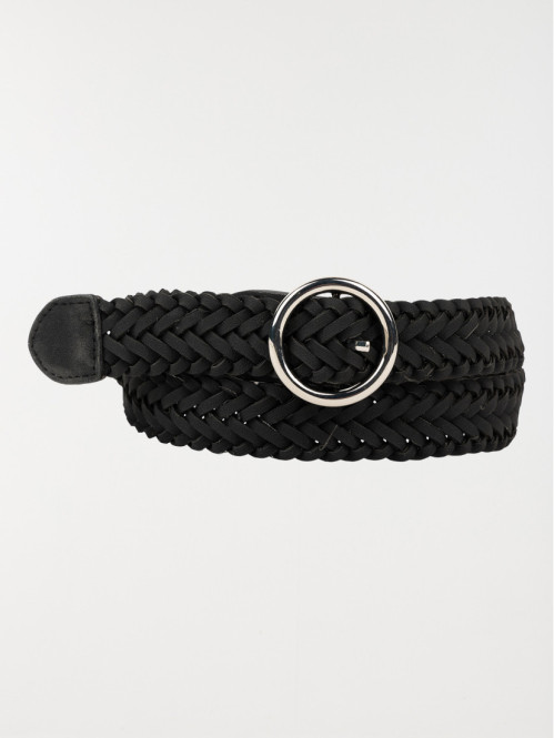 Ceinture tressee femme noire