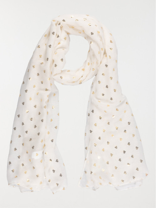 Foulard écru motif doré femme