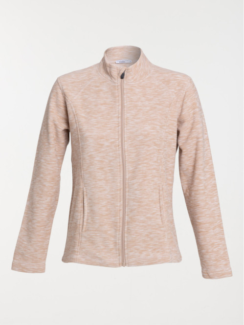 Polaire zippé beige chiné femme