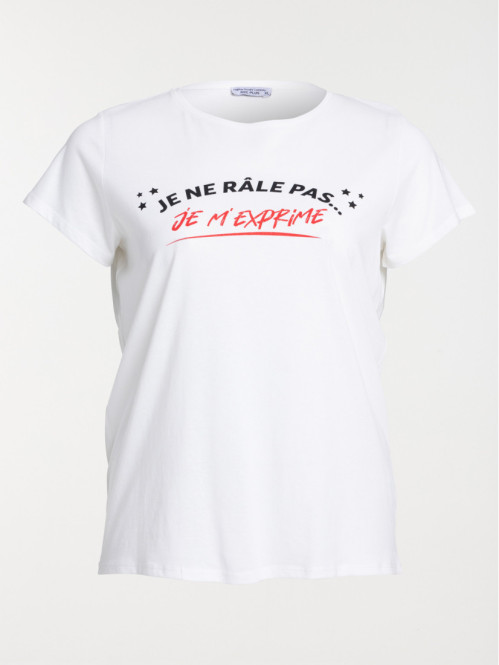 T-shirt message écru grande taille femme