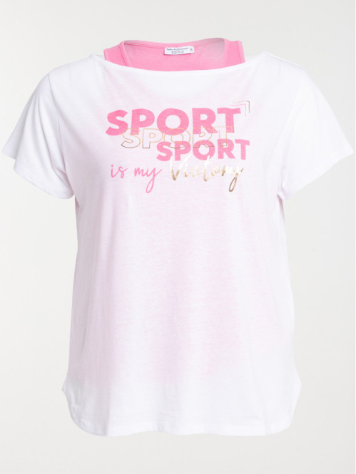 T-shirt sport 2 en 1 grande taille femme