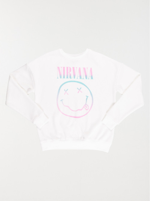 Sweat Nirvana blanc fille...