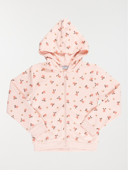 Sweat à capuche fleuri fille (3-12A)