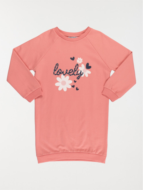 Robe sweat rose foncé fille (3-12A)