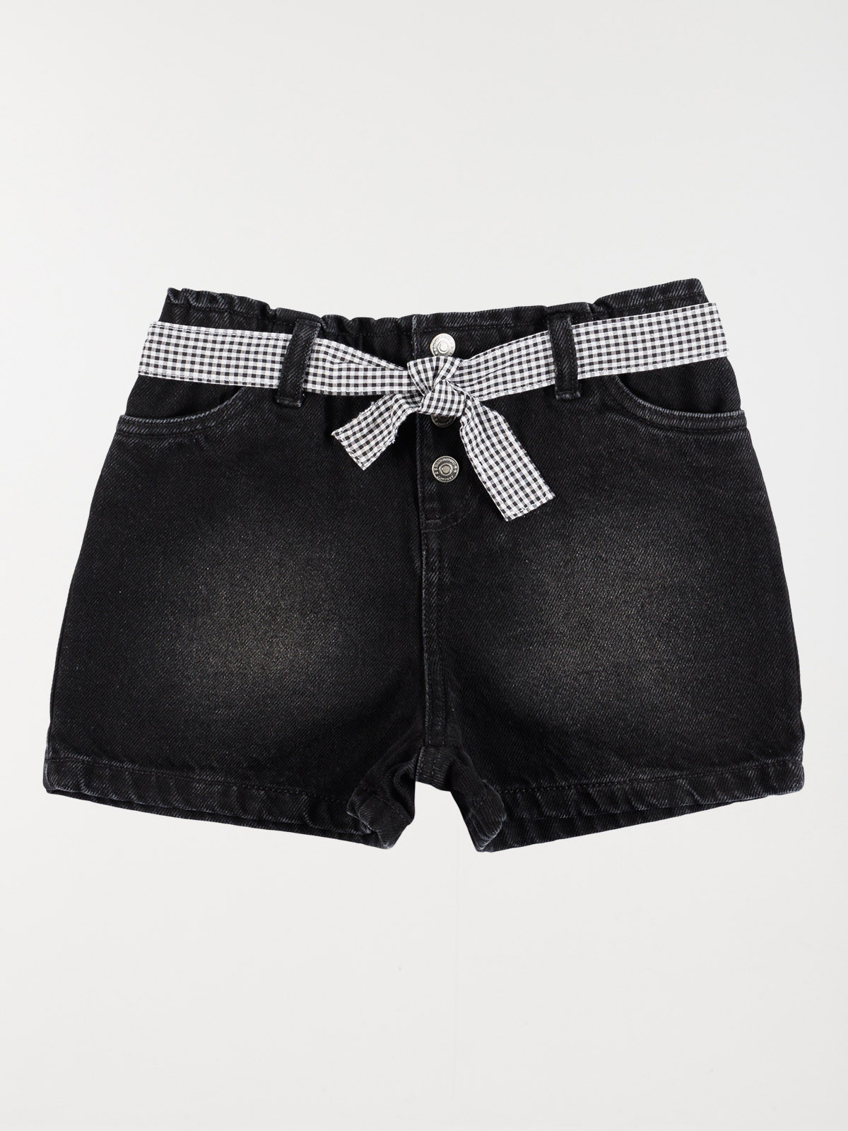 Short jean ceinture vichy fille (3-12A)