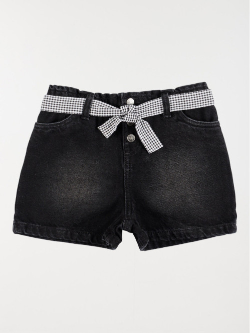 Short jean ceinture vichy fille (3-12A)