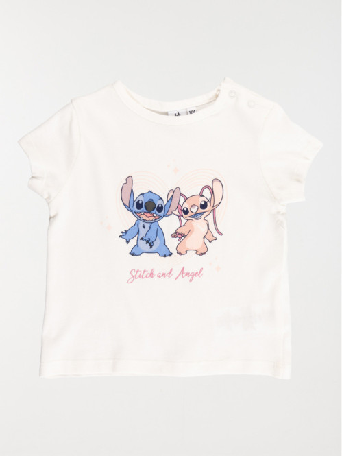 Tee-shirt Stitch fille écru (3-36M)