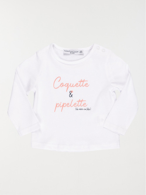 Tee-shirt blanc message fille (3-36M)