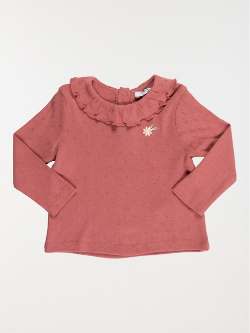 Tee-shirt fleur brodée fille (3-36M)