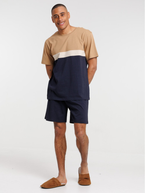 Pyjashort tricolore fauve homme