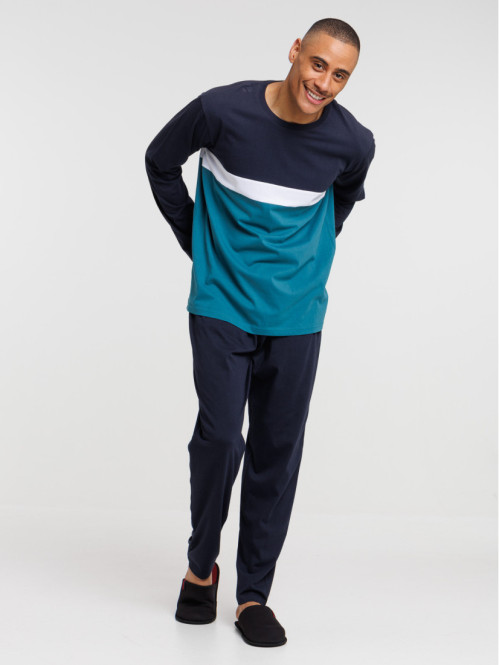 Pyjama tricolore bleu cascade homme