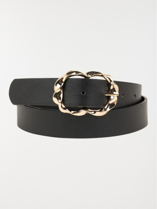 Ceinture noire boucle dorée femme