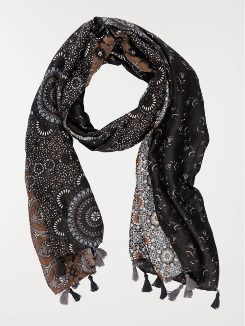 Foulard noir imprimé femme