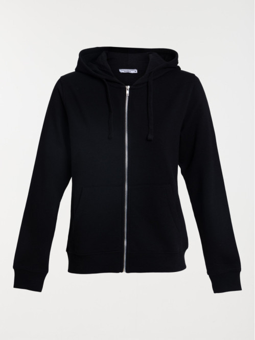 Sweat zippé capuche noir femme