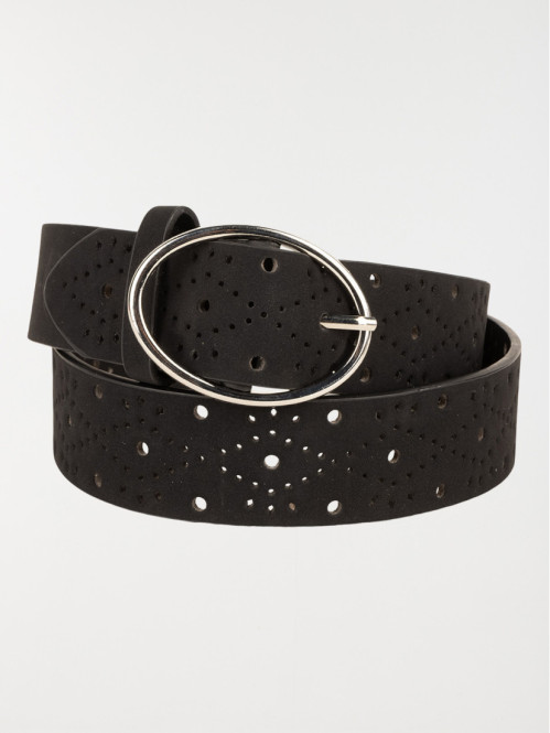 Ceinture ajourée suédine noire femme