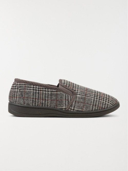 Chaussons gris à carreaux homme (40-46)