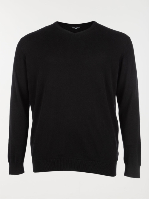 Pull col V noir grande taille homme