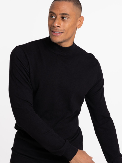 Pull homme col montant noir homme