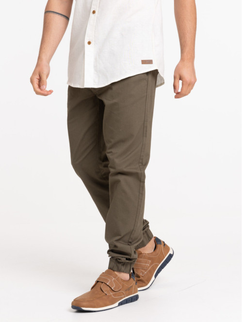 Pantalon 100% coton kaki homme