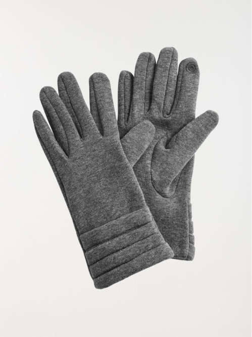 Gants gris chiné tactile femme