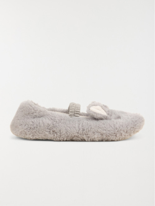 Chaussons gris souris fille (31-35)