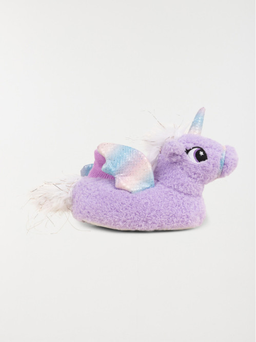 Chaussons licorne lilas fille (24-31)