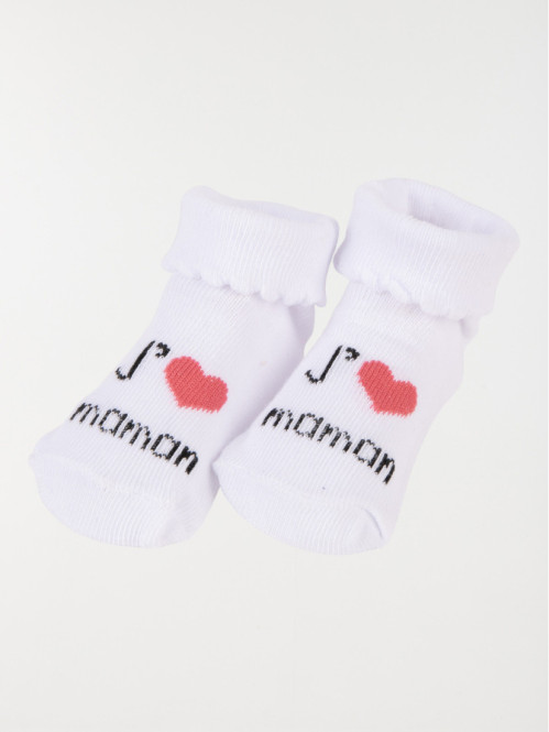 Chaussettes message blanc bébé