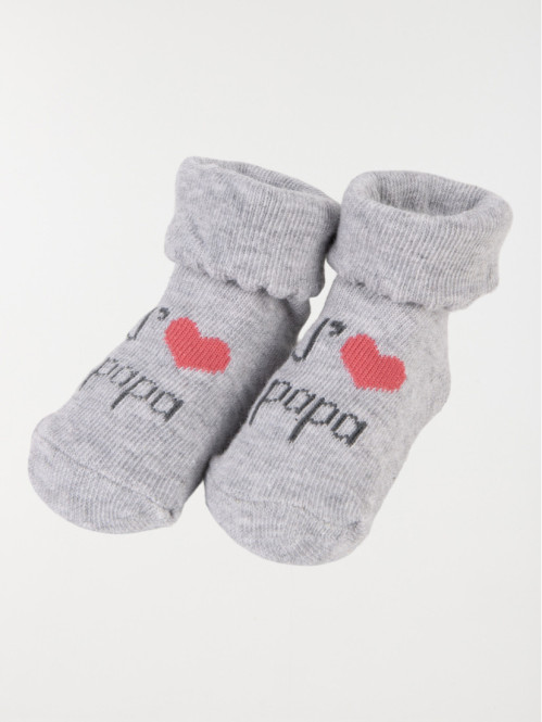 Chaussettes message gris chiné bébé