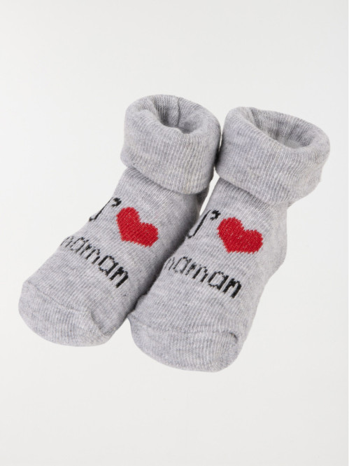 Chaussettes gris chiné message bébé