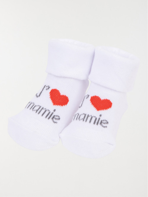 Chaussettes j'aime mamie bébé blanc