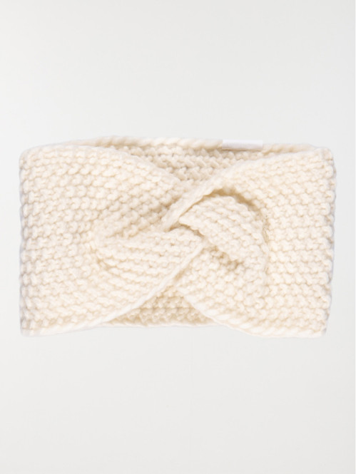 Headband maille écru femme