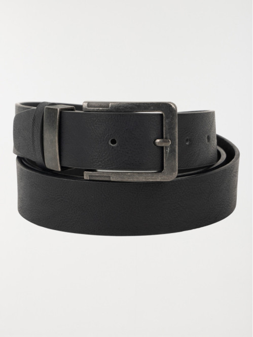 Ceinture noire passant métallique homme