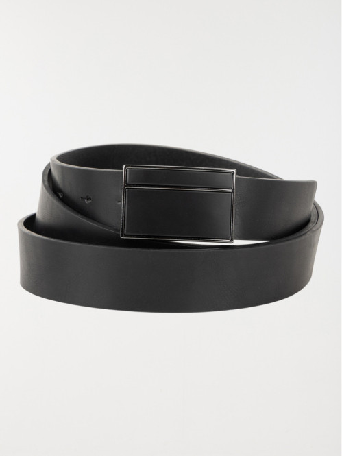 Ceinture boucle plaque noire homme